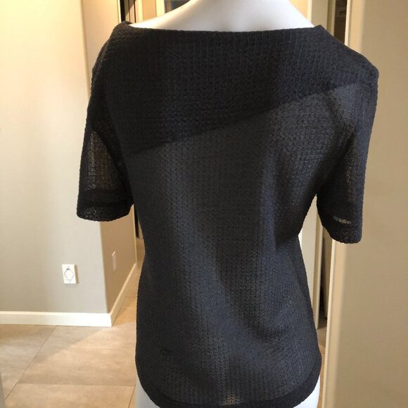 D'ERRICO Trend Designer Short Sleeve Boat Neck Knit Top Charcoal Grey Sz S - Picture 4 of 6